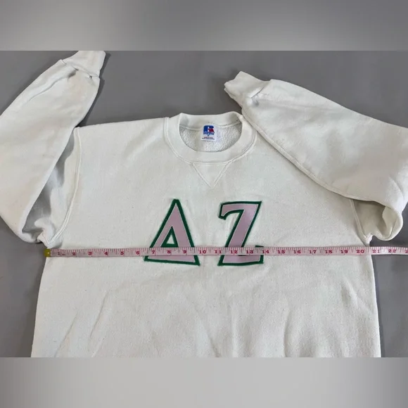 Vintage 80s Russell Athletic Delta Zeta White Sweatshirt Size Medium - Picture 3 of 10